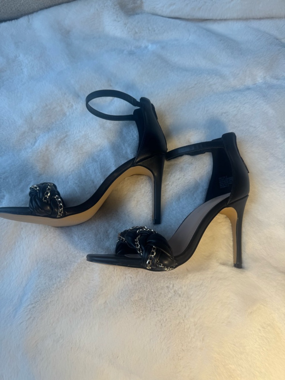 BCBGeneration Black Isabel Chain-Accent Stiletto heel Sandals  Size 8